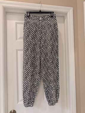 Anthropologie Black & White Harlem Jogger Linen Blend Pants Size 2